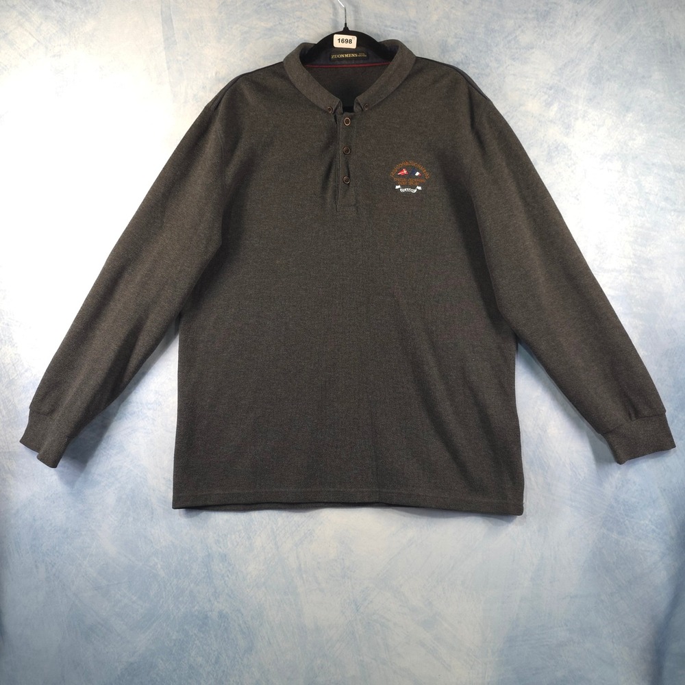 Zuonmens Mens XXXL Gray Long Sleeve Golf Polo Shirt Embroidered Crest Classic